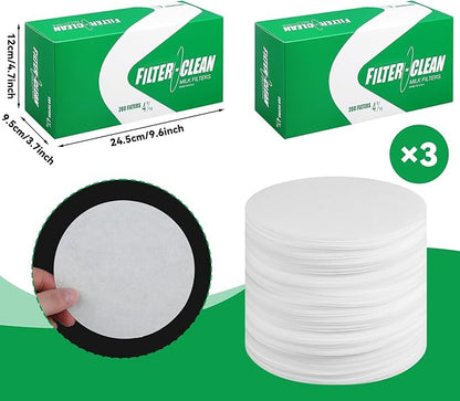 600 Pack Milk Filter Discs Quick Flow Non-gauze Small 4-9/16" Od Replacement Filters Disks for Raw Milk Strainer 200 Discs Per Box