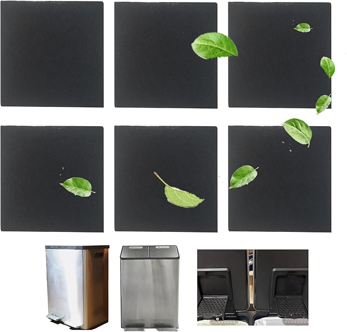 Odor Absorbing Filter Refills for SIMPLI-Magic Trash Can, Activated Charcoal Deodorizer Compatible with SIMPLI-Magic Garbage Bins with Built in Odor Filter Compartment, Square (Pack of 6)