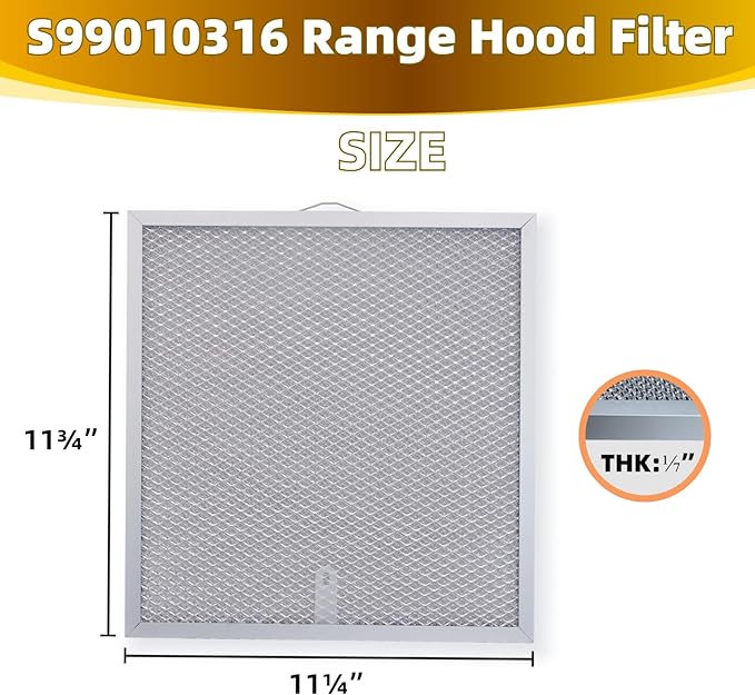 99010316 Range Hood Grease Filter - 11 1/4" x 11 3/4" Kitchen Mesh Hood Vent Filter, Replaceable Range Hood Filter for WA65AF, NTK7450000, 990721400, 990721400A (2 Pack)