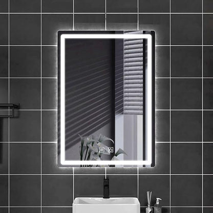 500 X800 mm Illuminated Backlit LED Bathroom Mirror, Wall Mounted Multifunction Bathroom Vanity Mirror with Lights and Demister Pad, Energy-Saving Illuminated Smart Mirror