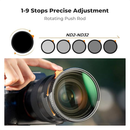 K&F CONCEPT 58mm Black Diffusion Mist 1/4 Effect & Variable ND2-400 (1-9 Stops) ND Lens Filter 2 in 1, Putter Adjust Multi-Function Filter for Camera Lens with 28 Multi-Coated (Nano-X Series)