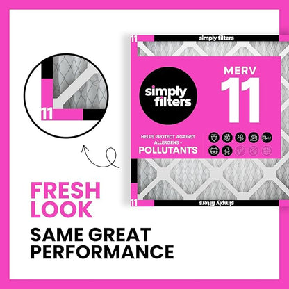 Simply 20x20x2 Air Filter, MERV 11, 12 Pack, Furnace Air Filter for HVAC (Actual Size: 19.5"x19.5"x0.75") DUST, Pet & Allergy Control