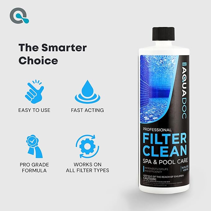 Hot Tub Filter Cleaner Soak, Pool Filter Cleaner & Pool Cartridge Cleaner - Spa Filter Cleaner Soak & Spa Filter Cleaning Solution for HotTub Cartridges. Easy to Use Filter Degreaser - AquaDoc PT
