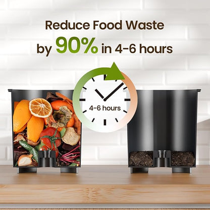 TOPZEE Electric Compost Bin for Kitchen, 3L Smart Countertop Composter with Odorless Auto-Cleaning, Low Noise, Turns Food Waste to Fertilizer in 4 Hours, for Indoor Home Use, Black