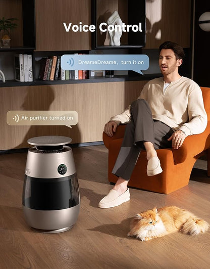 ‌Dreame Pet Air Purifier, Cleans 5,386 ft² in One Hour, 1,346 ft² for Home Large Room, NeverChange 5.4-Year Filters for Odor Purification, 360° Visual Collection of Hair, ‌Pet-Friendly Design, Glod