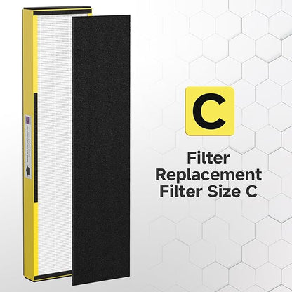 4 Pack FLT5000 Filter C True HEPA Replacement Filter Compatible with AC5000, AC5000E, AC5250PT, AC5300B, AC5350B, CDAP5500 (with 1 LB5000 Replacement Bulb)