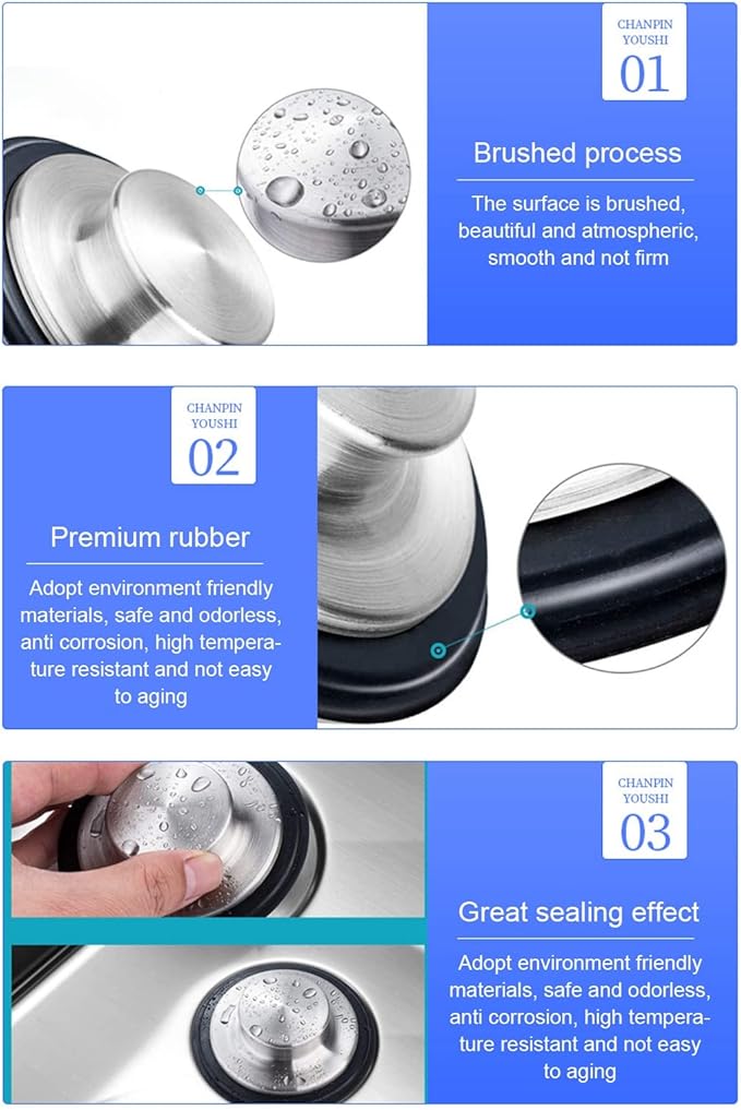 Kitchen Sink Stopper, Odorless Sink Plug Cover, Stainless Steel Garbage Disposal Stopper, Stopper for Sink Drain Filter, Fine Production Process, 86mm Outer Diameter