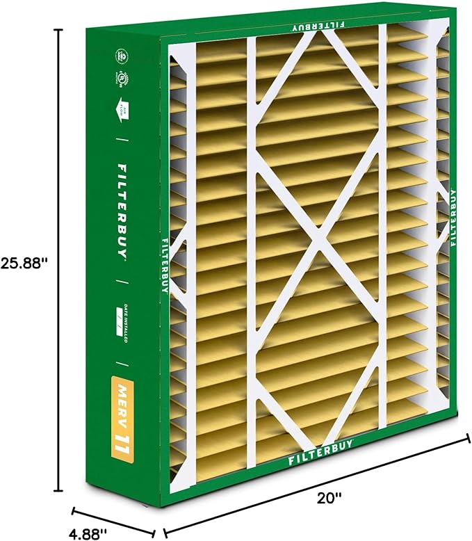 Filterbuy 20x26x5 Air Filter MERV 11 Superior Pet & Allergy Defense (2-Pack), Pleated HVAC AC Furnace Filters for Electro-Air, Lennox, White Rodgers, and More (Actual Size: 20.00 x 25.88 x 4.88)