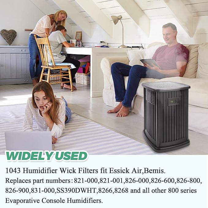 Techecook 1043 Super Humidifier Wick Filters (4 Pack) Replacement for Essick AirCare Evaporative Humidifiers EP9500 EP9700 EP9800 831000 821000 826000 826800 and Bemis Space Saver 800 8000 Series