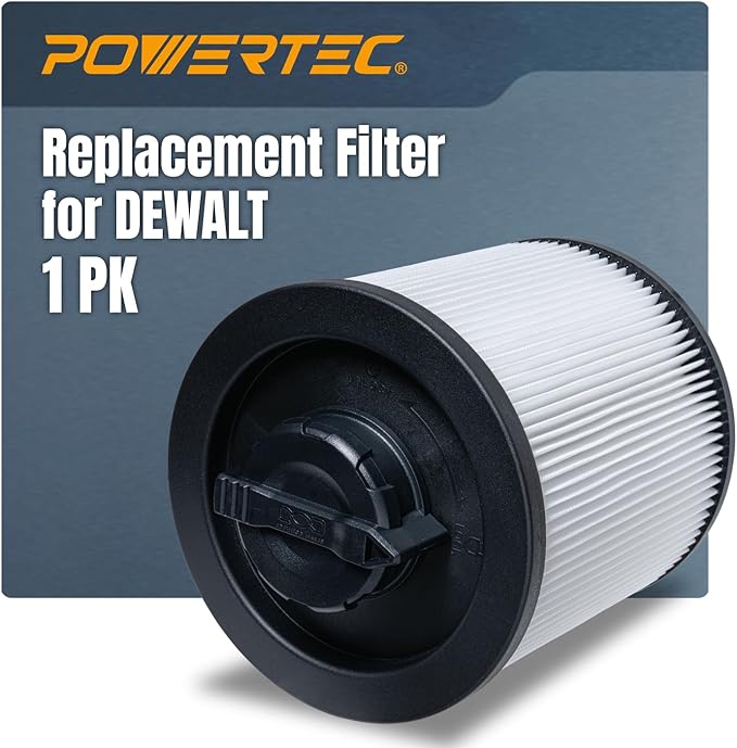 POWERTEC DXVC6910 Cartridge Filter for DeWalt 6-16 Gal. Wet/Dry Vacuums, Shop Vac Filters for DXV09PA, DXV10S-QT, DXV09P-QTA, DXV06P-QT, DXV10P-QT Shop Vacuum, 1 Pack (75120)