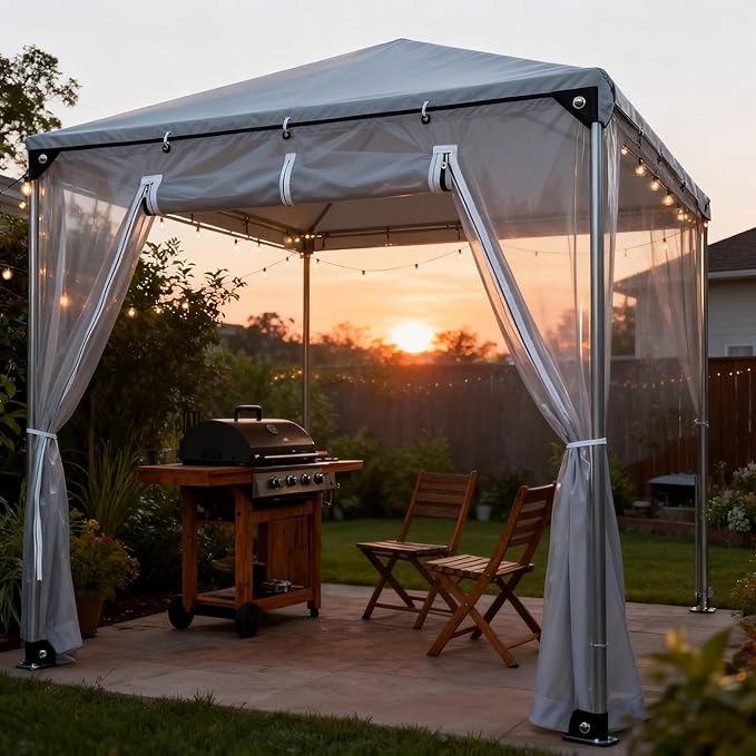 Curtain Patio Enclosure with Zippe, Heavy Duty PVC Transparent Tarpaulin Side Panels, Outdoor Clear Tarp Curtains for Porch, Pergola, Gazebo, Balcony, Patio(1.8x2m)
