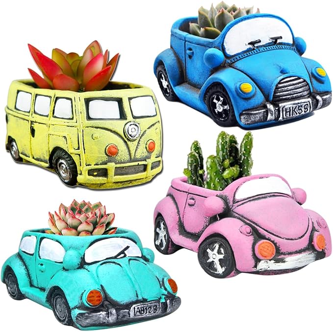 4 Pack Succulent Plants Pot, Small Indoor Plants Pots with Drainage Hole, Decor Garden Pot for Succulents Planter Cactus