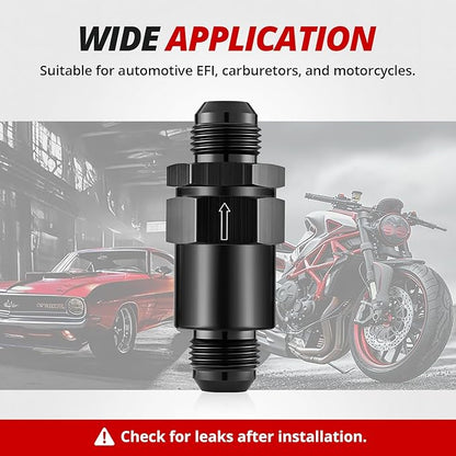EVIL ENERGY 10AN Billet Inline Fuel Filter 30 Micron Aluminum Black for Car EFI & Carb Fuel Systems, Motorcycle and Boats