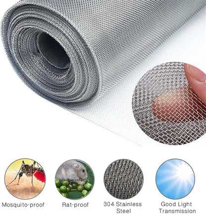 Filter Screen Sheets Stainless Steel Air Vent Mesh Cover Wire Mesh Roll 30x120cm Woven Wire 30 Mesh Sheet for Vents Cover Air Brick Garden