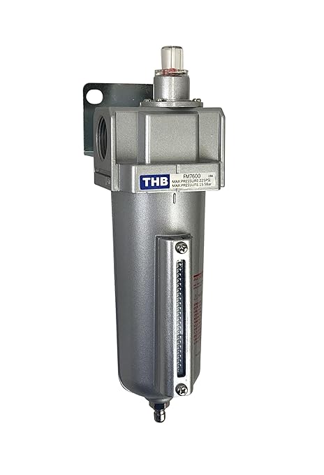 1/2" NPT Industrial Coalescing 0.01u Micron Filter Removes 99.98% of Oil, Moisture Vapor, Aerosols from Compressed Air Lines, 5oz Bowl, Manual Drain