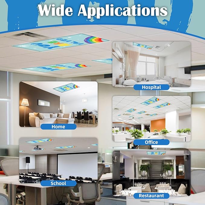 Fluorescent Light Covers - Classroom Covers for Ceiling Lights, 1 PCS 4 x 2 Feet Magnetic Light Filters, Classroom, Office Decor (You are Valued)