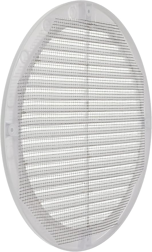 Vent Systems 8" Inch (Opening Dimensions) - Pack of 100 - White Soffit Vent Cover - Plastic Round Air Vent Grille - Built-in Mesh Screen - HVAC Register Louver for Bathroom, Home, Kitchen