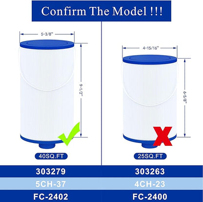Cryspool® 2402 Filter Compatible with Watkins 303279, FC-2402, Free Flow and Lifesmart Hot Tub Filter, 1 1/2" Finer Thread Spa Filter Cartridge, 1 Pack