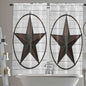 Vintage Farm Western Star Window Valance Curtains, White Wood Grain Light Filtering Kitchen Valance with 3-inch Rod Pocket for Living Room Bathroom Bedroom,2 Panel,52x72In