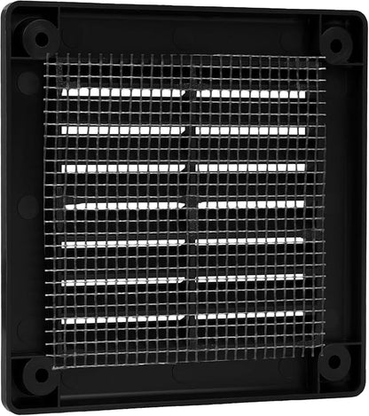 Vent Systems 3" x 3" - Pack of 2 - Black Plastic Soffit Vent Cover - Durable Flat Square Air Vent Grille with Mesh Screen - Weather Resistant Ventilation Grill - Wall & Ceiling, Indoor & Outdoor