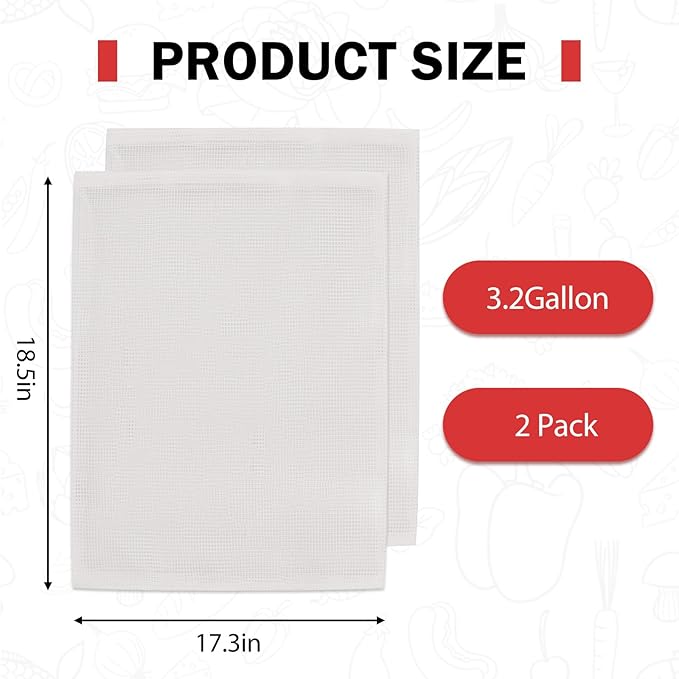 CAELUM 3.2 Gallon Capacity Fruit and Wine Press Filter Bag, 2Pack Juice Maker Filter Bag for Outdoor, Kitchen