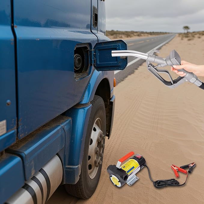 Diesel Transfer Pump Kit 45L/min,12V DC Electric Oil Transfer Pump with Nozzle Hoses 175W Diesel Pump Kit with Portable Handle for Vehicles, Construction Sites, Farms, RV