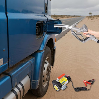Diesel Transfer Pump Kit 45L/min,12V DC Electric Oil Transfer Pump with Nozzle Hoses 175W Diesel Pump Kit with Portable Handle for Vehicles, Construction Sites, Farms, RV