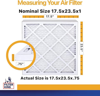 Filter King 17.5x23.5x1 Air Filter | 4-PACK | MERV 13 HVAC Pleated A/C Furnace Filters | MADE IN USA | Actual Size: 17.5 x 23.5 x .75"