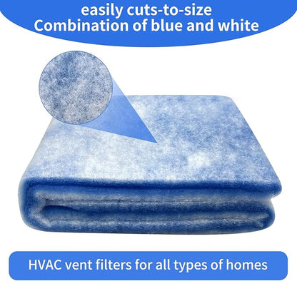 Air Vent Filters, 12"x90" Cut to Fit Air Filter Material,MERV 8 Reusable 3-Layer Air Vent Filter for Home Floor, Grilles, Ceiling, HVAC Furnace Vents, With Adhesive Tape