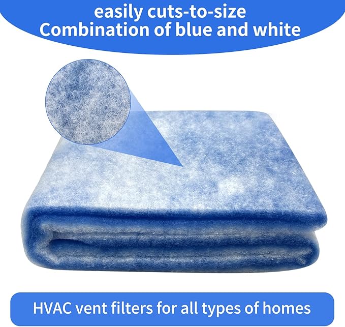 Air Vent Filters, 10"x120" Cut to Fit Air Filter Material,MERV 8 Reusable 3-Layer Air Vent Filter for Home Floor, Grilles, Ceiling, HVAC Furnace Vents, With Adhesive Tape