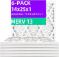 14x25x1 MERV 13 (6-Pack) Pleated Air Filter (Actual Size: 13.75" x 24.75" x 0.75") MPR 1900 & FPR 10, Furnace Air Filters