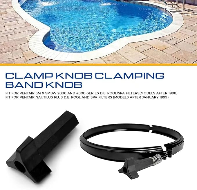 076033 Clamping Band Knob for Pentair Sta-Rite Pool and Spa, Pool Filter Knob Clamp Ring Knob Compatible with Pentair SM & SMBW 2000 and 4000 Series D.E. Pool/Spa Filters, Three Handled Knob 1PC
