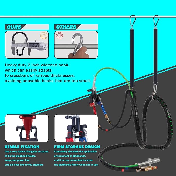 CheeMuii 15 FT Semi Truck Air Line Kit with Gladhands, Air Line Holder, Springs & 7 Way Trailer Cord