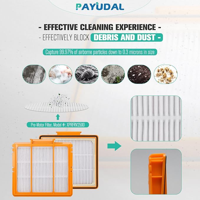 6 Pack Pre-Motor HEPA Filter Replacement Parts Kit for Shark AI AV2511AE AV2501S AV2610WA AV2501AE RV2502AE RV2610WA UR2500SR RV2520AOUS AV2510AOUS 2-In-1 AI Ultra Robot Vacuum Cleaner Accessories.