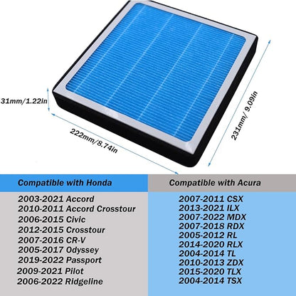 CF10134 Cabin Air Filter Compatible with 2008 2009 2010 2011 2012 2013 2014 2015 2016 2017 2018 2019 2020 2021 2022 Honda Civic Accord CRV Odyssey Passport Pilot Air Filters
