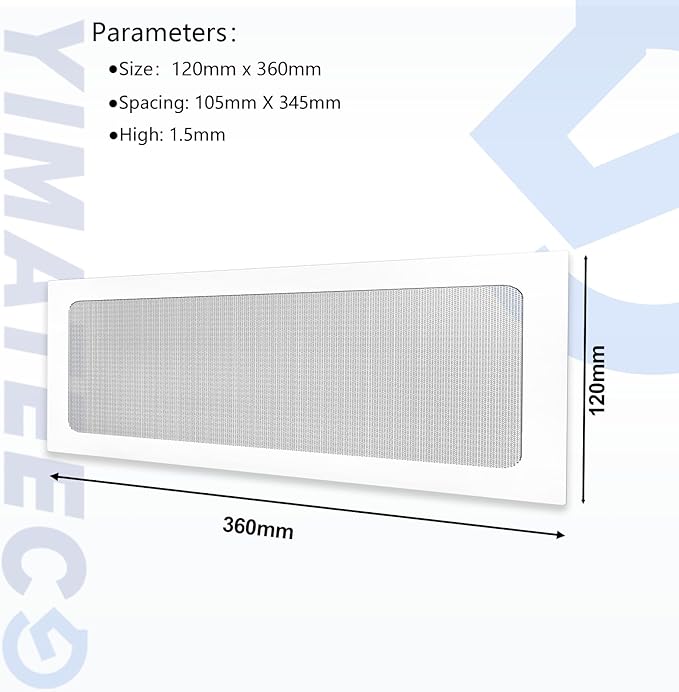 Dust Filter PC 360mm x 120 mm Magnetic Fan Dust Mesh Filter for Computer Cooler Fan/PSU/Routers, PVC 50 Mesh PC Case Screen Dustproof Vent Filter Cover Fan Grills (PVC, 120 * 360mm, 2pcs, White)