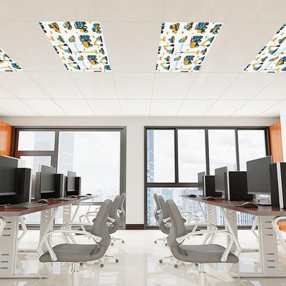 6 Pcs Fluorescent Light Covers for Ceiling Lights Seamless Construction Vehicles Cranes Excavators Trucks Bulldozers Decorative Magnets Light Filters for Office Home Classroom Must Haves 4’ x 2’