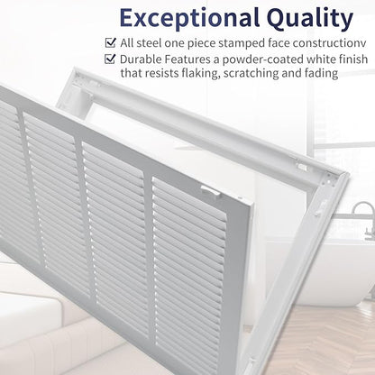20"W x 12"H [Duct Opening Size] Steel Return Air Filter Grille - Removable Face/Door for 1 inch Filters -HVAC Vent Cover Grill - White [Outer Dimensions: 22 5/8"W X 14 5/8"H]