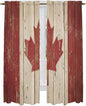 Canada Kitchen Curtains, Red Maple Leaf Flag Vintage Farmhouse Wooden Grain Light Filtering Window Curtain Panels, 2Pcs Rod Pocket Window Treatments Set for Living Room Bathroom Bedroom 52x72 Inches