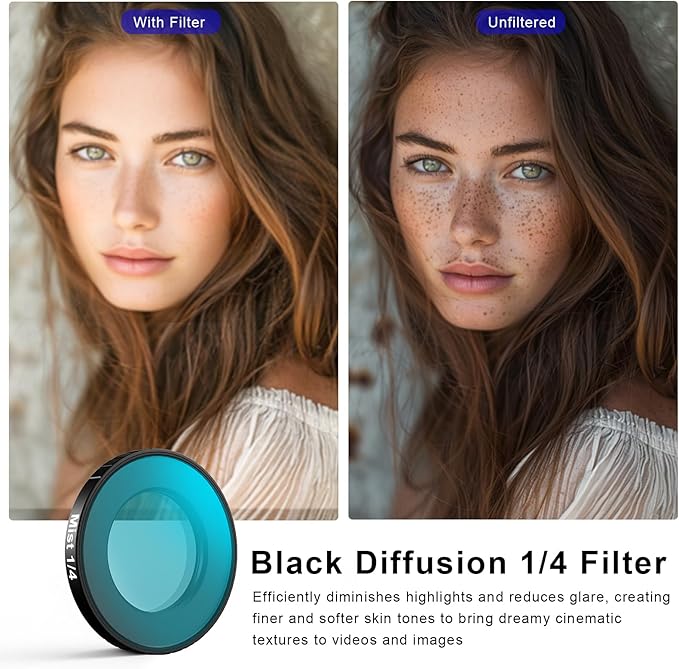Haoge Filter Set for Insta360 GO Ultra,Includes CPL, Black Diffusion 1/4, ND8,and Screen Protector, GO Ultra Accessories, HD Optical Glass/Multi-Coated