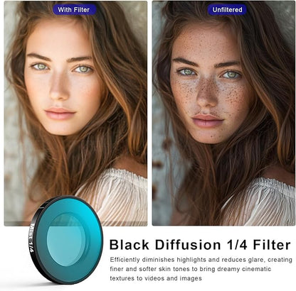 Haoge Filter Set for Insta360 GO Ultra,Includes CPL, Black Diffusion 1/4, ND8,and Screen Protector, GO Ultra Accessories, HD Optical Glass/Multi-Coated