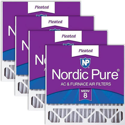 Nordic Pure 20x20x5 (Actual Size: 19 5/8 x 19 7/8 x 4 3/8) Honeywell/Lennox Replacement MERV 8 Air Filters 4 Pack