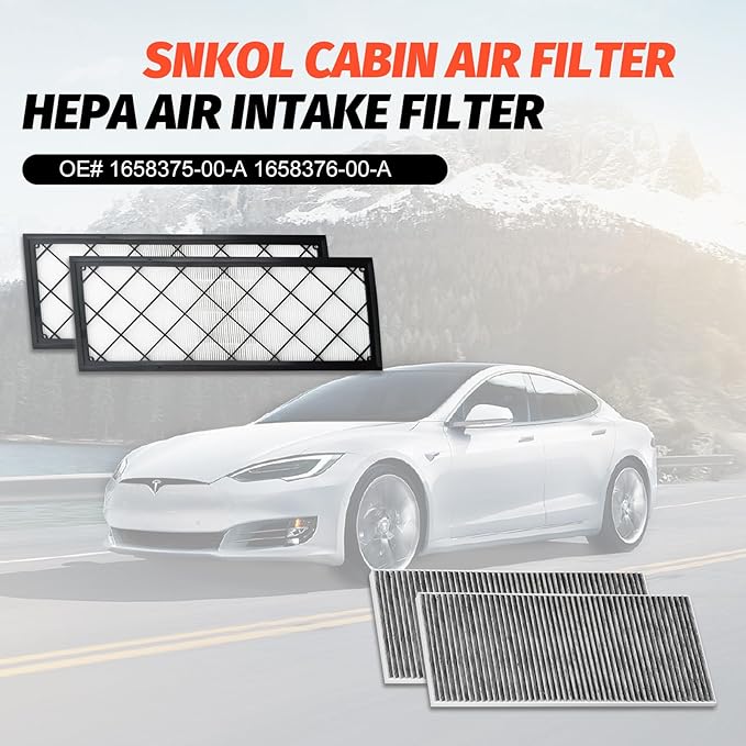 Cabin Air Filter HEPA Air Intake Filter For Tesla Model Y (2020-2025),Air Filter with Activated Carbon Replacement,OE# 1658375-00-A 1658376-00-A (Set of 4)
