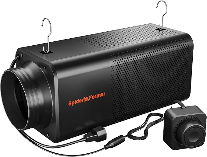 Spider Farmer 6 inch Inline Fan with Carbon Filter, 2 in 1 Grow Tent Ventilation System, Duct Fan with RJ12 Speed Humidity Controller, Air Filtration Kit for Grow Tent, Hydroponics, Greenhouse