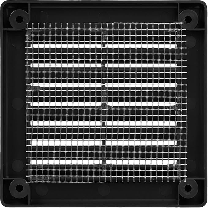 Vent Systems 3" x 3" - Pack of 2 - Black Plastic Soffit Vent Cover - Durable Flat Square Air Vent Grille with Mesh Screen - Weather Resistant Ventilation Grill - Wall & Ceiling, Indoor & Outdoor