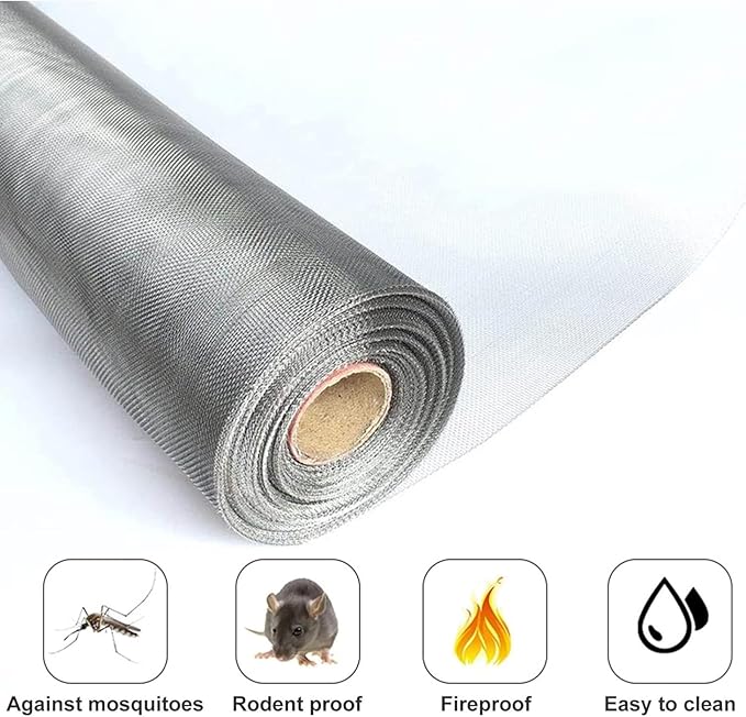 Stainless Steel Woven Wire Mesh 100 Mesh Sheet, 304 Stainless Steel Wire Cloth, Fine Metal Filter Mesh Panel, Home Commercial Use, Easy Cut to Size