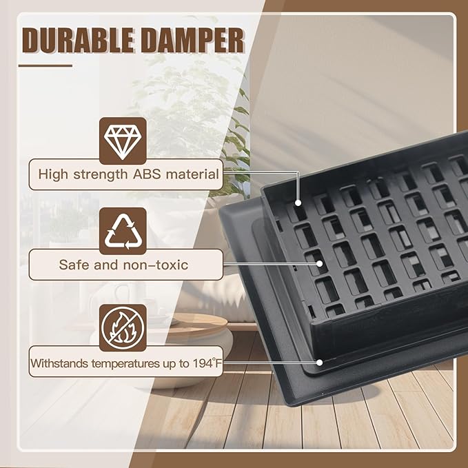 4X10 Inch Floor Vent for Room 2 Packs Floor Grates Heavy Duty Walkable Steel Floor Register Easy Adjust Air Floor Vents Brushed Black Color