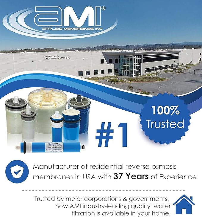 APPLIED MEMBRANES INC. 24 GPD Reverse Osmosis Membrane | RO Membrane Water Filter Replacement for Reverse Osmosis Water Filtration System | 1.8” x 12” Universal Compatibility | Made in USA