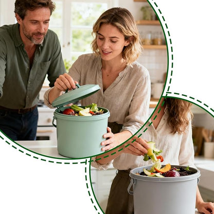 Compost Filters, 12-Pack, 7.25 Inch | Biodegradable Coconut Fiber Charcoal Air Filters for Kitchen Compost Bin, Bucket, Countertop Bin, with Sizing Template