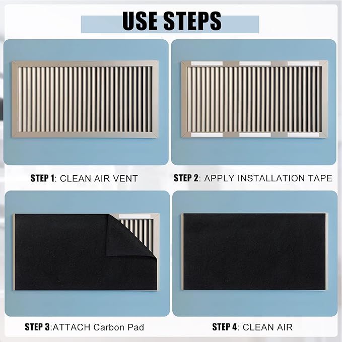3 Pack Cut to Fit Carbon Pad Pre Filter Roll 16'' x 48'' with 3 Roll 126'' Tape for Air Purifiers Furnace Filters and AirConditioner Filters Cut to Fit Carbon Pad Removing Odor VOC